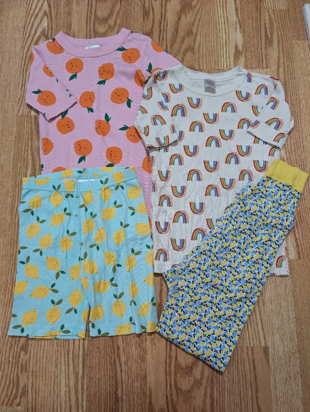 Hanna Andersson Girls' Multicolor Fruit & Rainbow Cotton Pajama Sets 140 10